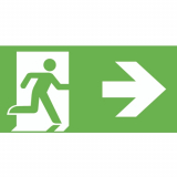 Fluchtweg rechts, Richtungspfeil, E002+E005, PVC-Folie, 400 x 200 mm